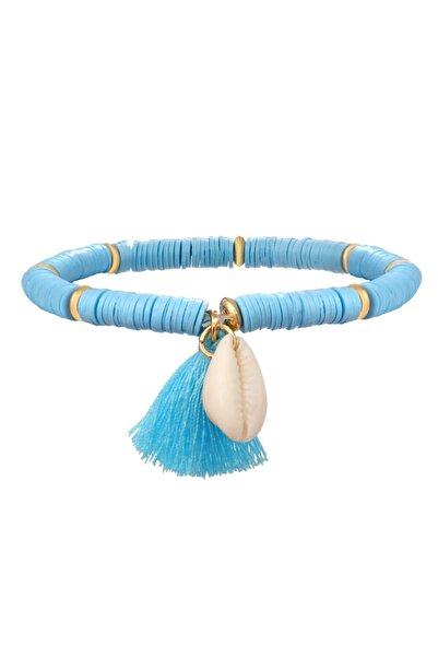 ESUSO Women's Blue Seashell Fimo Anklet