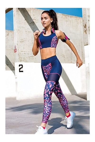 Yeni İnci Γυναικείο Σετ Κολάν Αθλητικό Μπλε Navy Bottom Top