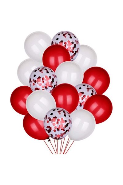 Happyland Valentine's Day 25 Piece Confetti Romantic Matte Balloon Harness Red-white-transparent
