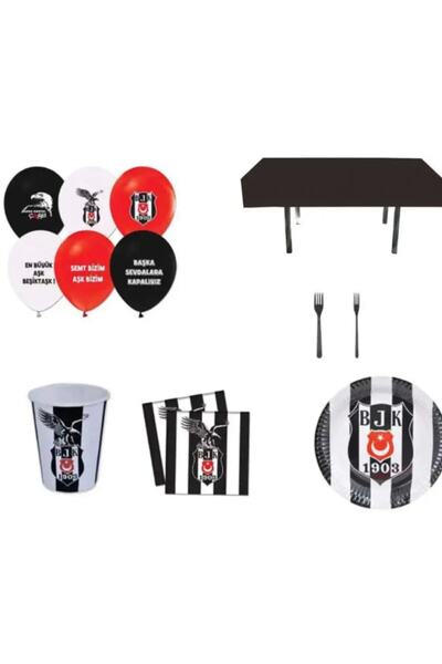 Hayaller Dükkanı Beşiktaş 8 Kişilik Doğum Günü Parti Malzemeleri Seti