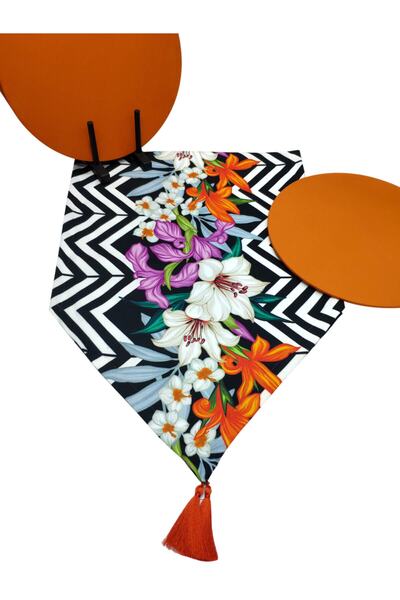 Viemso مفرش منقوش باللون الكهرمان، مجموعة من 6 صحون برتقالية