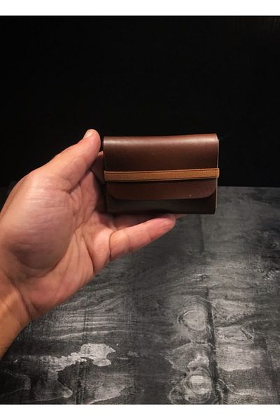 Niki Leather Кафяв кожен унисекс картодържател за портфейл