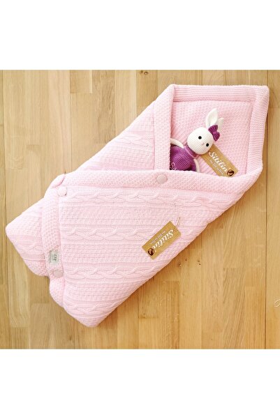Sitilin Pink Knitwear Fabric Baby Girl Swaddle Blanket - Stl4617
