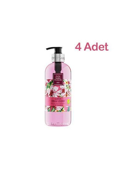 Eyüp Sabri Tuncer Japanese Cherry Blossom Natural Olive Oil Liquid Soap 500 Ml - 4 Pieces