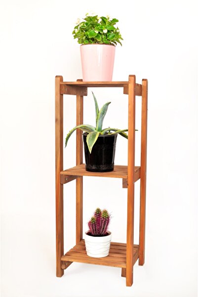 Tahta Bahçesi Saksı Standı - Çiçeklik Rafı - Ahşap Saksılık - Bahçe Dekorasyo...