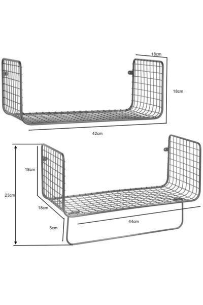 Wess Dizayn Metal Mutfak Banyo Duvar Rafı Havluluk 2 'li Set Wd-103