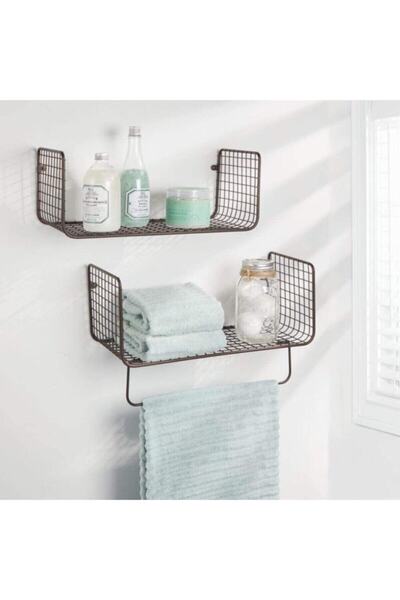 Wess Dizayn Metal Mutfak Banyo Duvar Rafı Havluluk 2 'li Set Wd-103