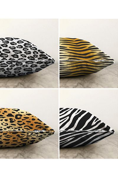 Realhomes Set de huse de pernă, 4 bucăți, cu două fețe, cu design special, cu design special Raschel, tricot, pernă, 55x55cm