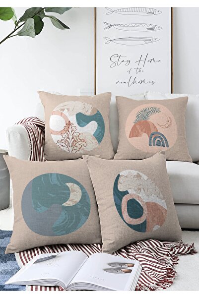 Realhomes 4'lü Çift Taraflı Özel Tasarım Dijital Baskılı Modern Raşel Kırlent...