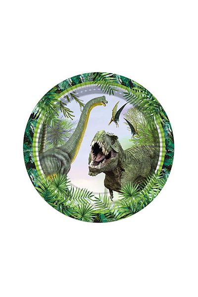 TT Tahtakale Toptancıları 23 cm 8-Piece Jurassic Themed Cardboard Plate