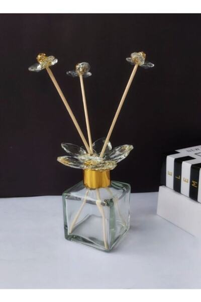 DM HOME DEKOR Kare Kristal Cam Oda Koku Şişesi Gold