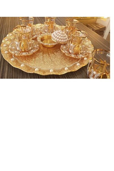 Artdeco Laleli Inci Ve Saworaski Taşlı Çay Takımı