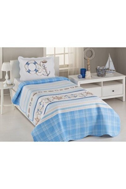 Özdilek Shells Mavi Tek Kişilik Yatak Örtüsü