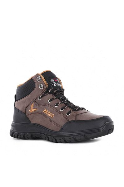 Brago Καφέ Μαύρες Γούνινες Μπότες Trekking εξωτερικού χώρου