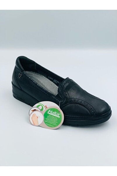 Forelli Women's Black Genuine Leather Orthopedic Shoes 25109