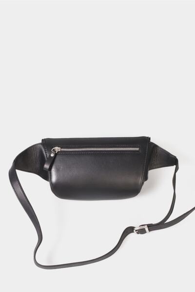 GUARD Unisex Black Capitone Printed Leather Waist Bag