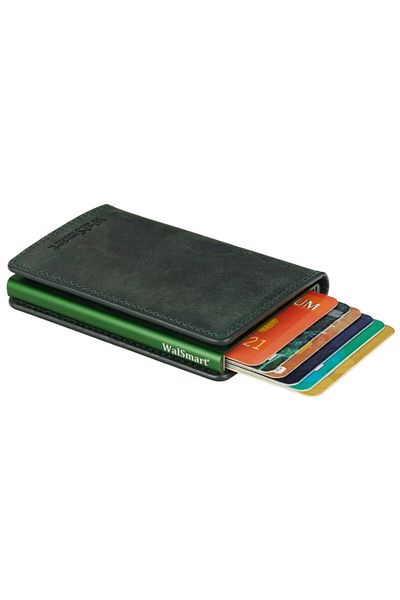 WalSmart Slim Crazy Leather Wallet with Smart Mechanism