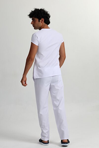 BAŞAK Men's White Batol Alpaca Fabric Doctor Nurse Uniform Set