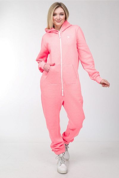 1Moda1Tarz Special 3 Thread Fabric Design Jumpsuit with Rasterized Inside and Zipper to the End of the Hood