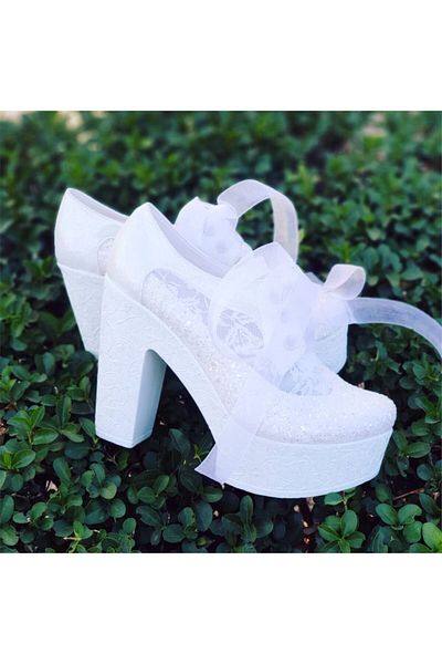 Ayakkabı Tutkusu Stilo ® Pantofi de mireasa Tocuri cu platforma Talpa cu sclipici alb