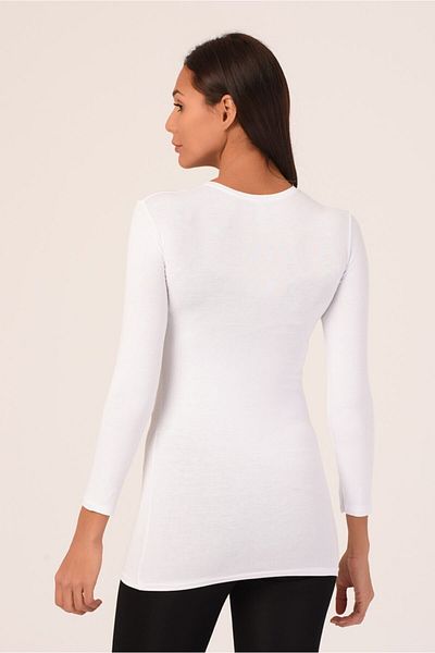 DISENTIS MODEST Long Viscose White Body - Round Neck and Long Sleeve