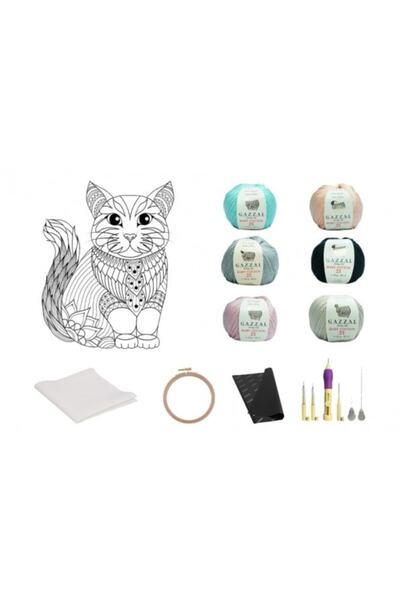 Prestij Boncuk Sevimli Kedi Şablonlu Punch Seti