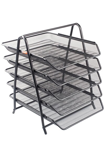 Bigpoint Metal Perforated Document Shelf Set of 5 Black