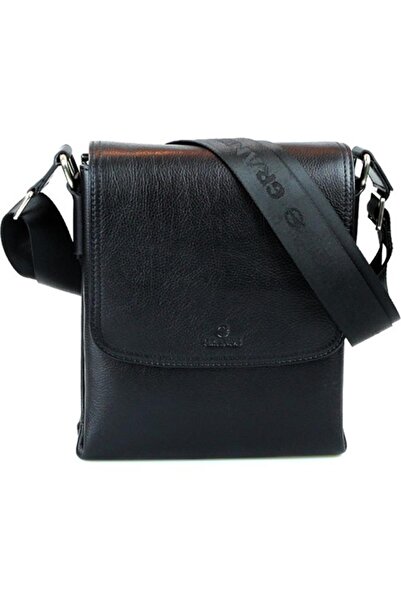 Grande 4261 Ki Δερμάτινη Ανδρική Τσάντα Messenger Μαύρη