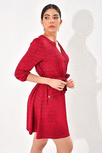 Hanna's by Hanna Darsa Women's Fuchsia Buttoned Knitted Dress with Pockets