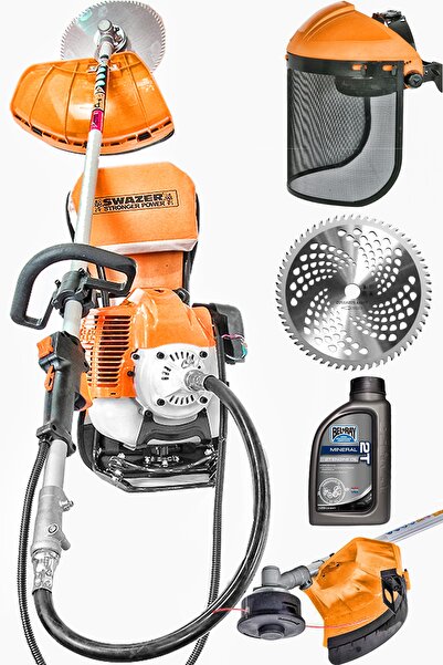 Swazer Sırt Tipi Benzinli Motorlu Tırpan Biçme Makinesi + Çapa Aparatı