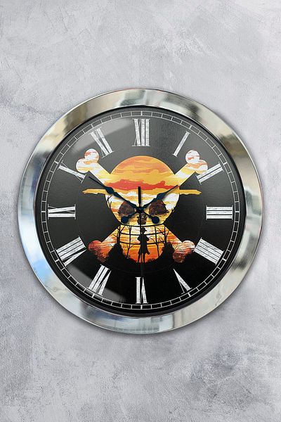 Kasva Concept Gift 36 cm Chrome Metal Pirate Wall Clock