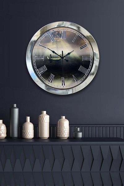 Kasva Concept Gift 36 cm Chrome Metal Peace Wall Clock