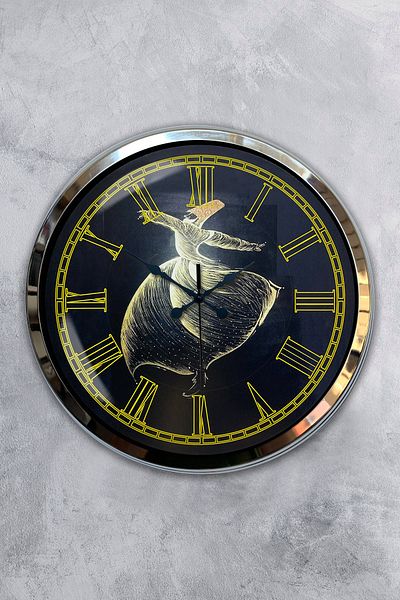 Kasva Concept Cadou 40 Cm Ceas de Perete Mevlana Metal Cromat