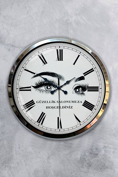 Kasva Concept 40 cm Chrome Metal Beauty Salon Wall Clock