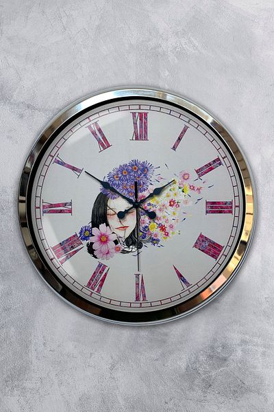 Kasva Concept Gift 40 cm Chrome Metal Beauty Wall Clock