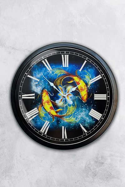 Kasva Concept 40 cm Black Metal Pisces Wall Clock