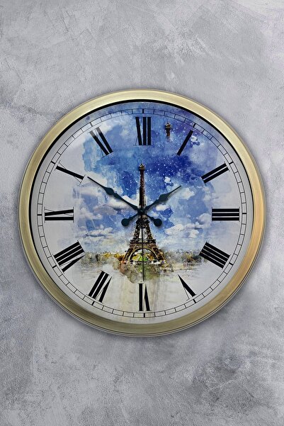 Platin Saat ساعة حائط معدنية عتيقة على شكل برج ايفل مقاس 40 سم