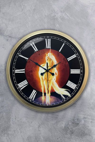Kasva Concept Gift 40 cm Antique Metal Horse Wall Clock