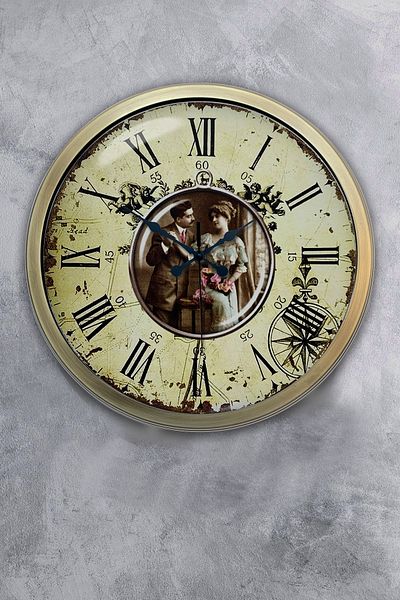 Kasva Concept Gift 40 cm Antique Metal Nostalgia Wall Clock