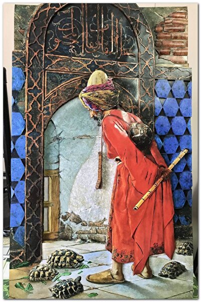 Cakatablo Ahşap Tablo Kaplumbağa Terbiyecisi Osman Hamdi Bey (35x50 Cm Boyut)