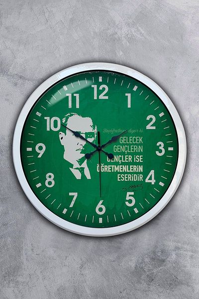 Kasva Concept Gift 40 cm White Metal Teacher's Day Wall Clock