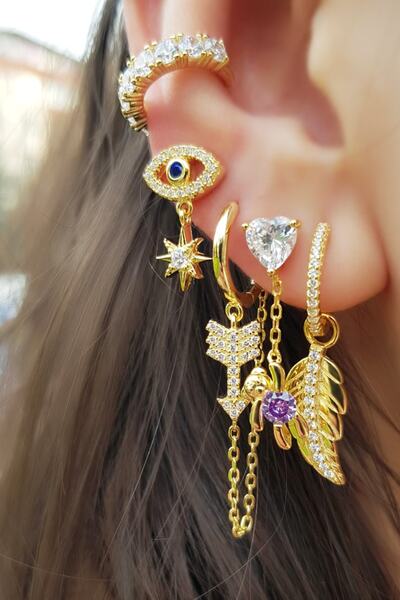 MorMajor Silver Ithal Dolu Taşlı Gümüş Kıkırdak