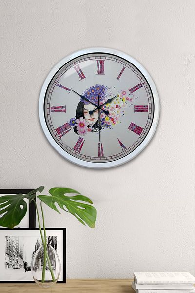 Kasva Concept Gift 40 cm White Metal Beauty Wall Clock