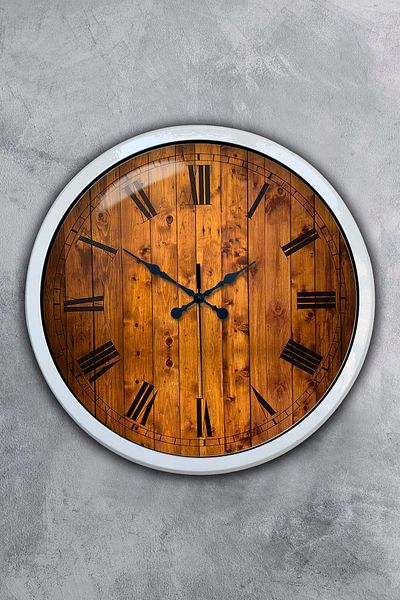 Kasva Concept 40 cm White Metal Wood Look Wall Clock