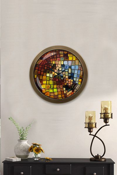 Kasva Concept Gift 36 cm Antique Metal Colorful Wall Clock