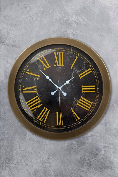 Platin Saat ساعة حائط بأرقام رومانية من الرخام المعدني العتيق مقاس 36 سم