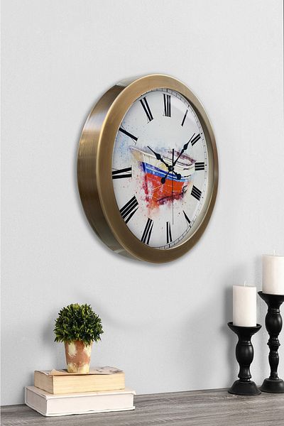 Kasva Concept Gift 36 cm Antique Metal Boat Wall Clock