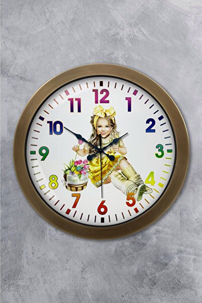 Platin Saat ساعة حائط معدنية عتيقة للفتيات الصغيرات 36 سم