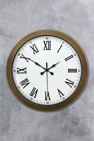 Kasva Concept Gift 36 cm Antique Metal Roman Numbered Wall Clock