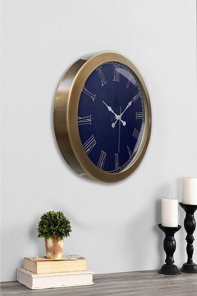 Kasva Concept Gift 36 cm Antique Metal Blue Wall Clock